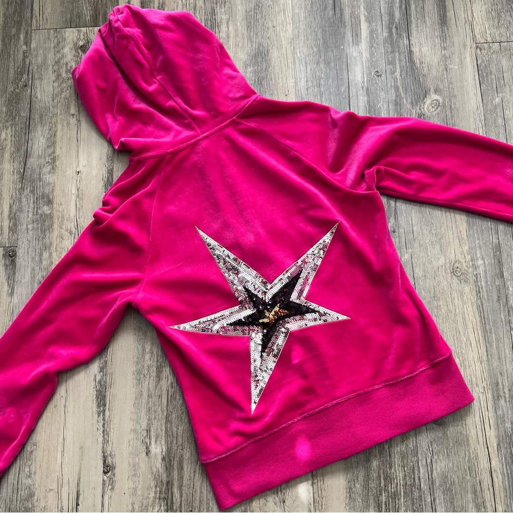 ❌SOLD❌ Bebe Hot Pink & Gold Star Zip Up Jacket
